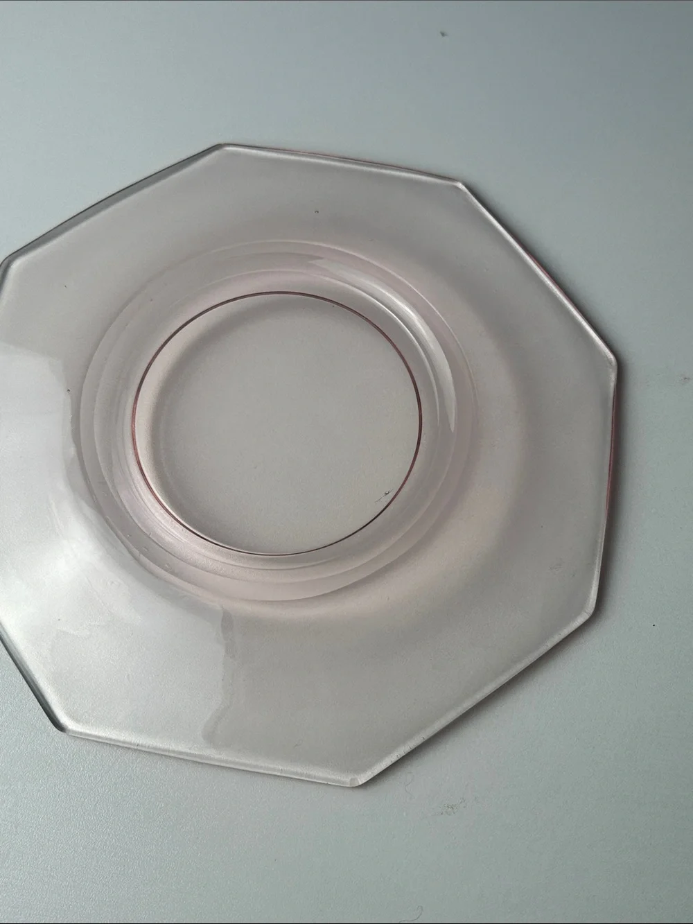 Pink Octagonal Depression Glass 1920s - 8 Inch Collectors Plate